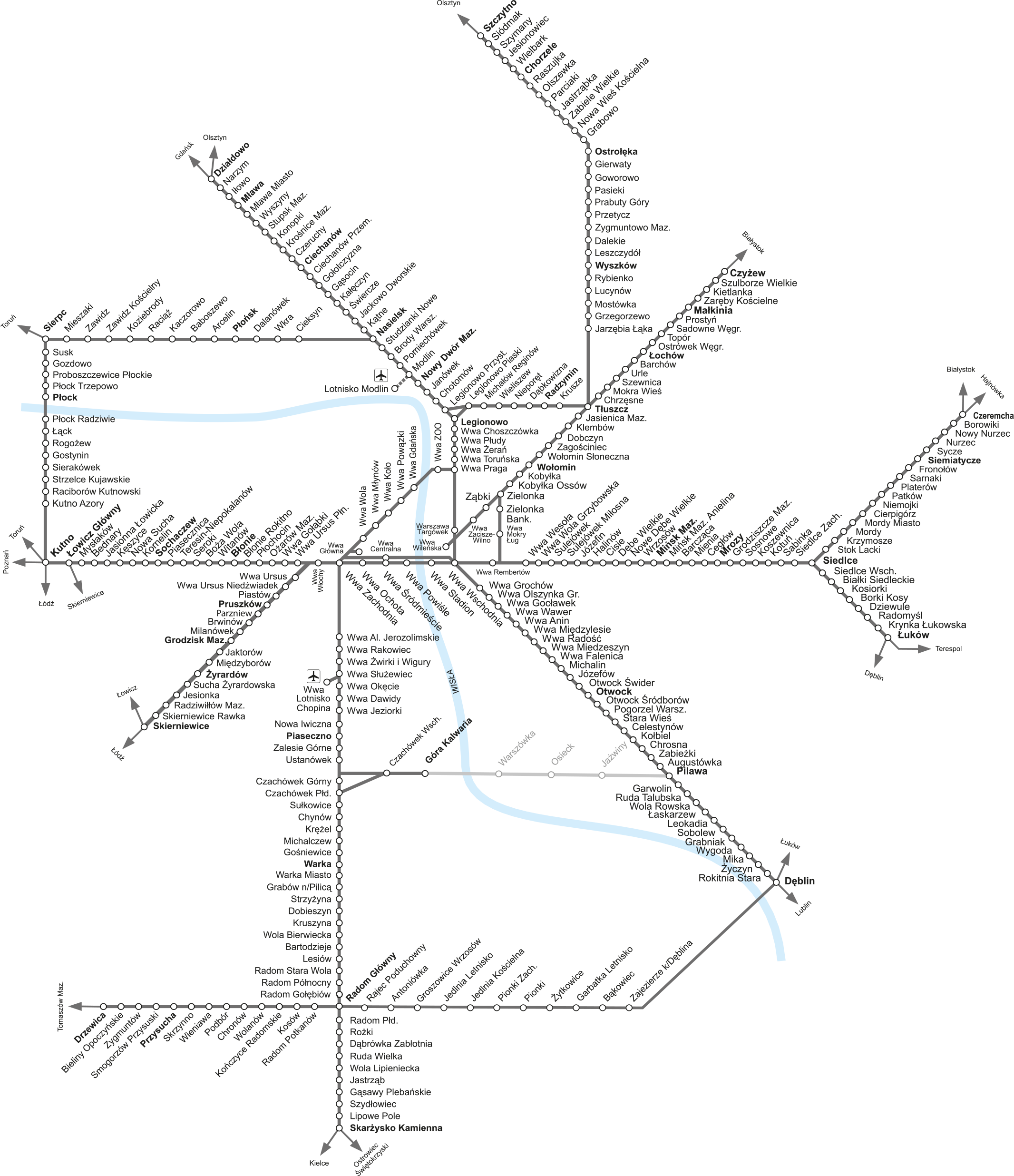 Mapa linii KM